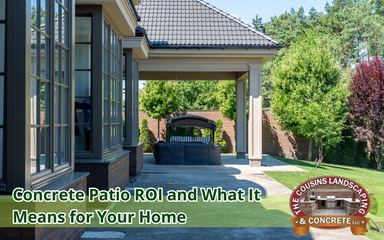Concrete patio adding curb appeal to a backyard
