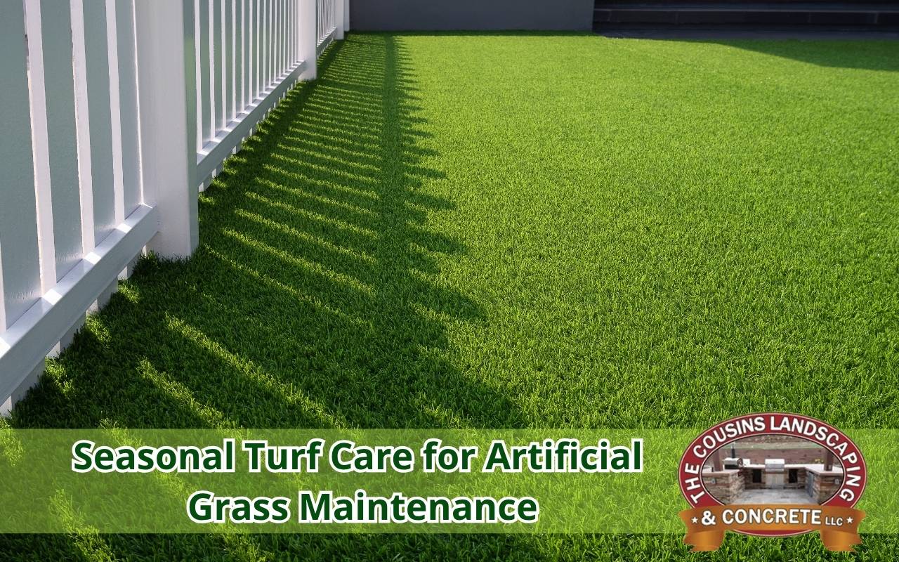 Removing fallen leaves from synthetic turf in the fall