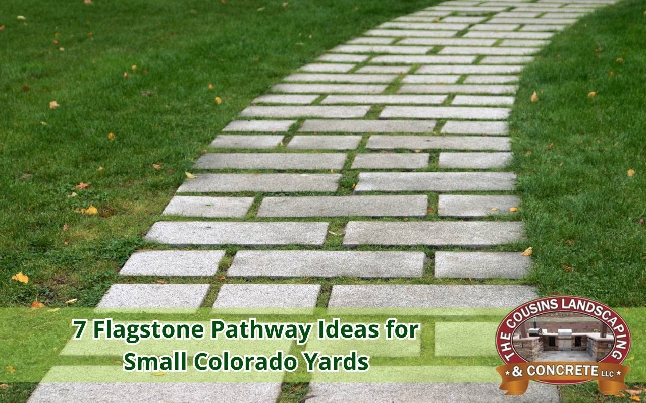 Rustic flagstone pathway design for small Colorado yards