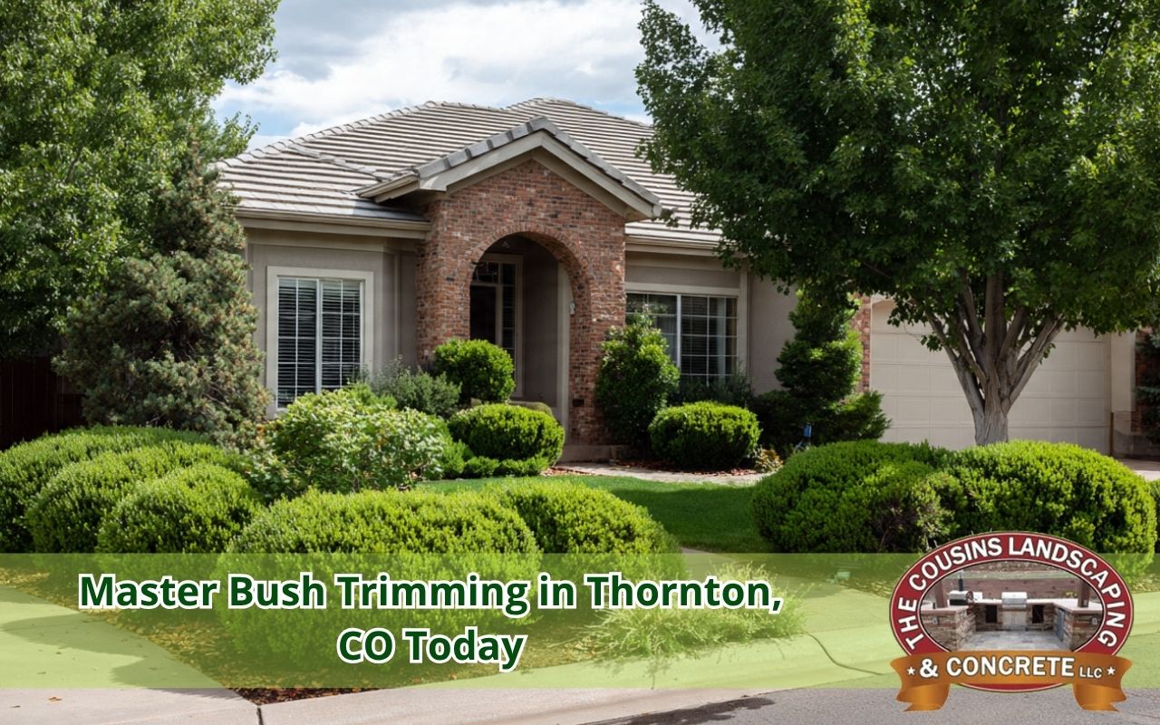 healthy bush trimming in Thornton, CO around a clean and balanced home landscape