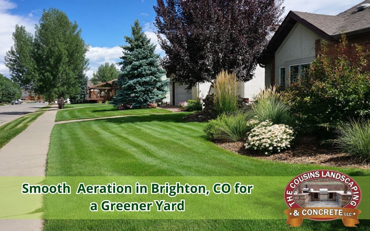 lawn aeration in Brighton, CO improving a front yard with healthier grass