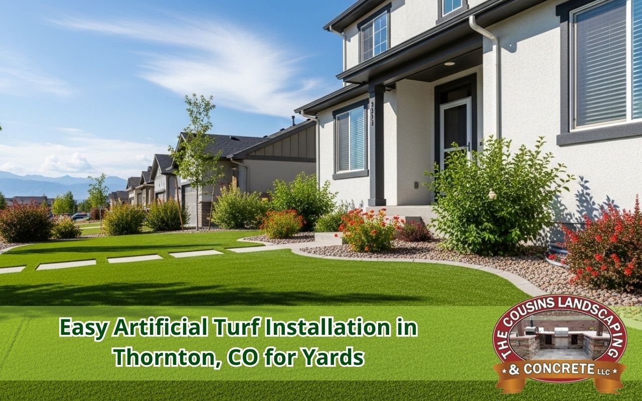 artificial turf installation in Thornton, CO for a clean front yard