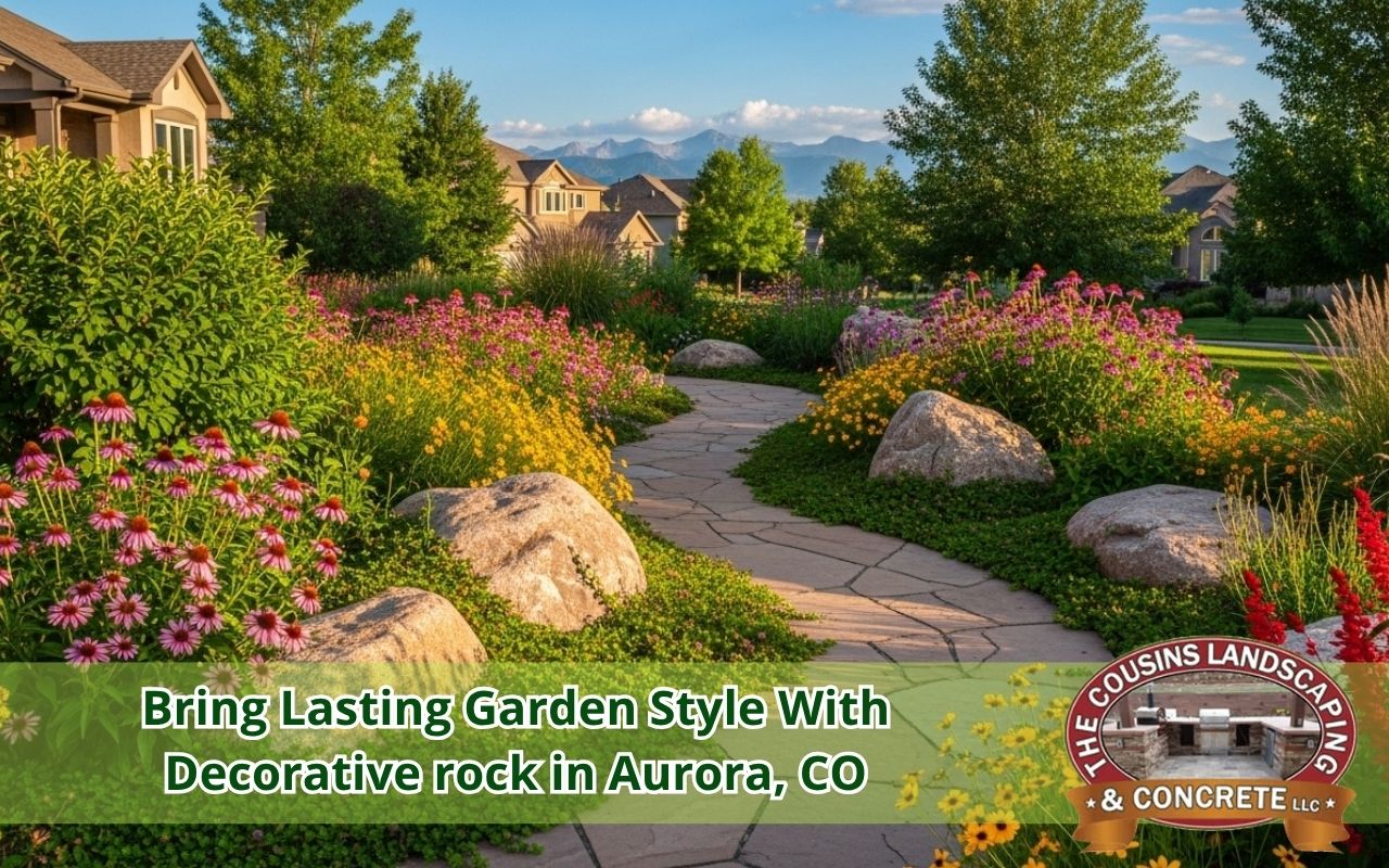 Garden path with decorative rock in Aurora, CO