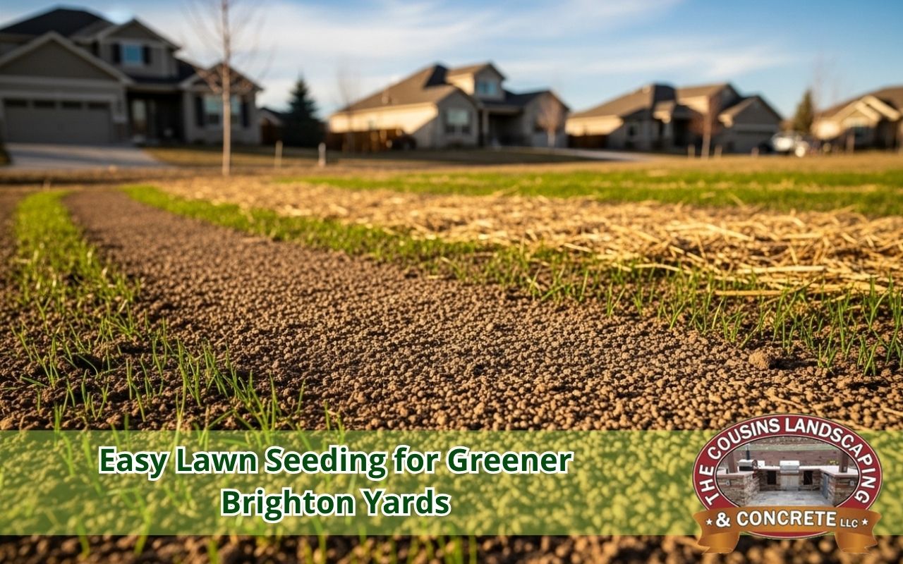 Overseeding thin grass during lawn seeding in Brighton, CO